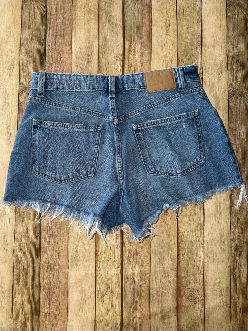 Cotton On Distressed Button-Front Denim Shorts - Blue